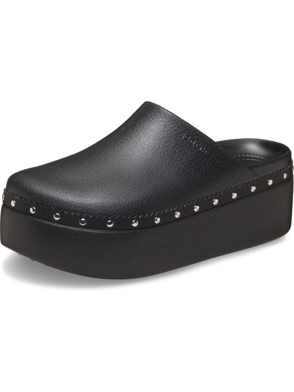 Women's Black Stud Imported Dylan Platform Clog Chunky Pull-On Mules Slides
